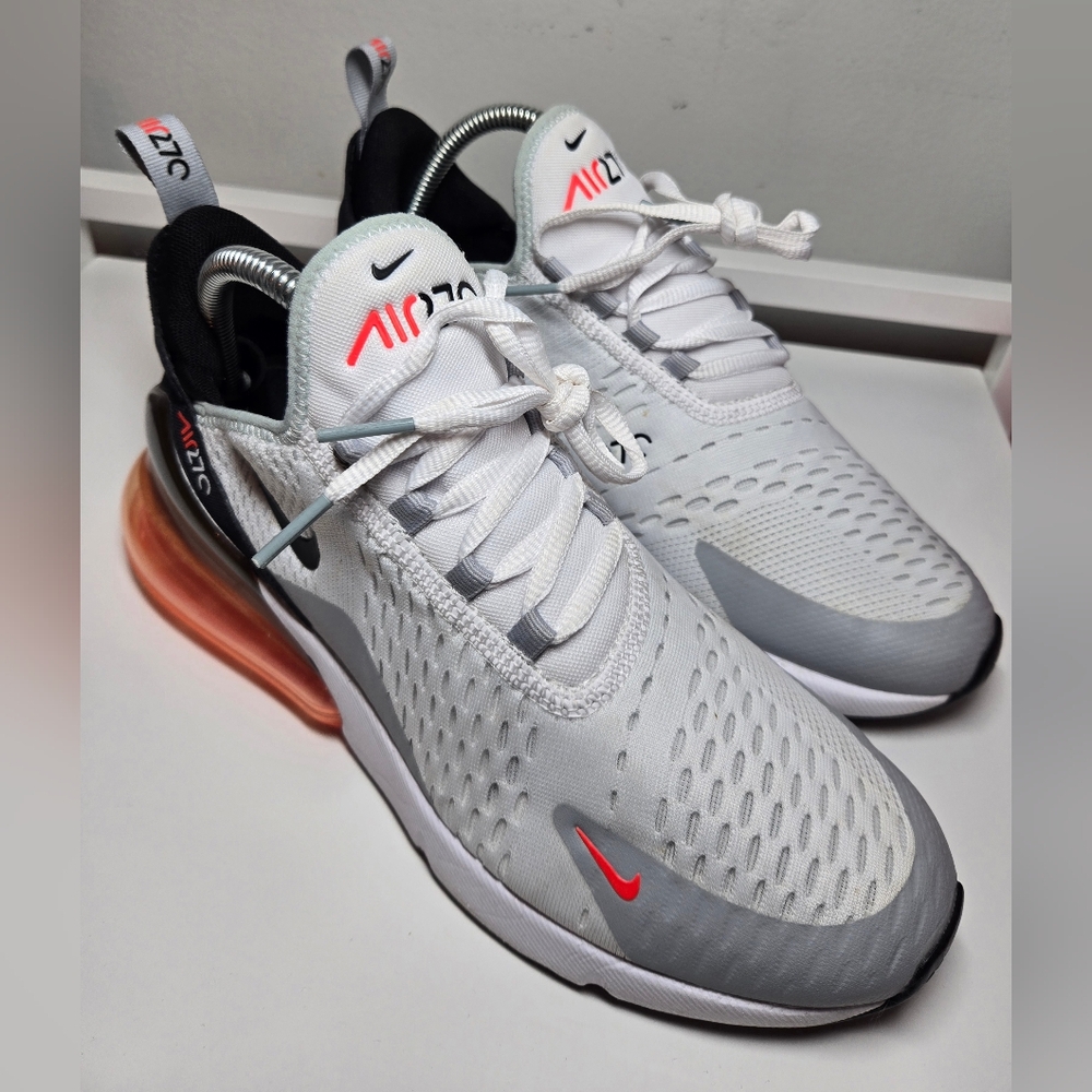 Nike Air Max 270 Women’s Sneakers — White, Gray, Black, Orange Accents - Picture 10 of 13